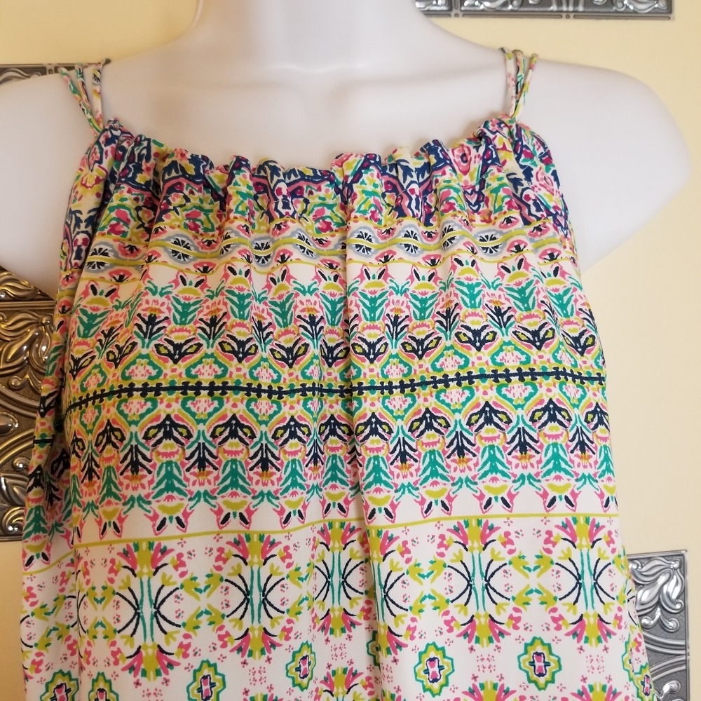 Rachel Ashwell Halter Dress Boho Mixed Print Generous Fit Sz 6